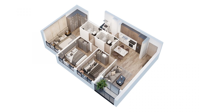 Căn 3 phòng ngủ Aria Bay Hạ Long