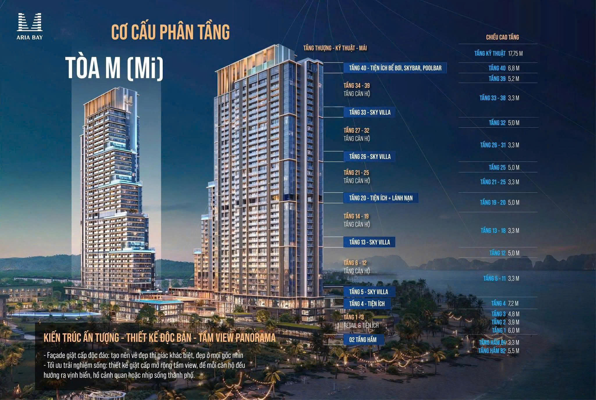 Cơ cấu tầng Aria Bay Hạ Long